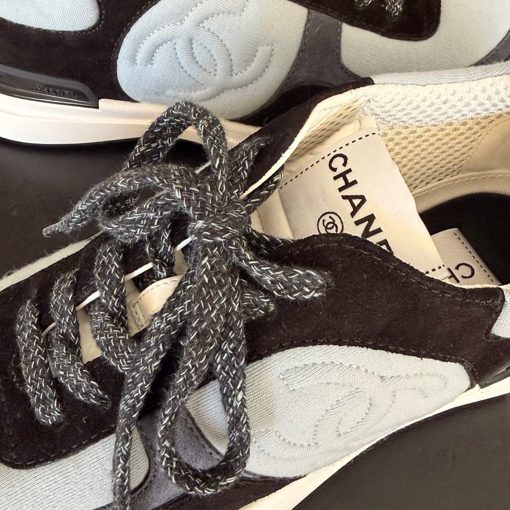 Authentic Brand New CHANEL Black and Light Blue Athletic Shoes